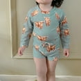 thumbnail image 7 of Toimothcn Kids Boys Swimsuit Long Sleeve Cute Cartoon Carrot Printed Compression 2 Peice Bathing Suit Quickly Dry Soft Swimwear 6-7 Years, 7 of 7