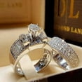 thumbnail image 6 of Xuemjiao Wedding Bands for Women Luxury Fashion Brilliant Crown Zircon Ring Set Jewelry Women Wedding Engagement Couple Matching Rings Love Ring (Silver,7), 6 of 6