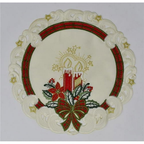 16 in. Plaid Bows with Candles Doily