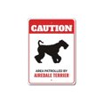 thumbnail image 1 of Señal de metal con la palabra "Patrullado por Airedale Terrier", raza de perro, tamaño de la perrera: 8 x 12 pulgadas, 1 of 4