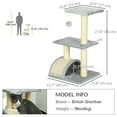thumbnail image 3 of PawHut 28" Cat Tree Climbing Tower with Sisal Scratching Post, Light Grey, 3 of 10