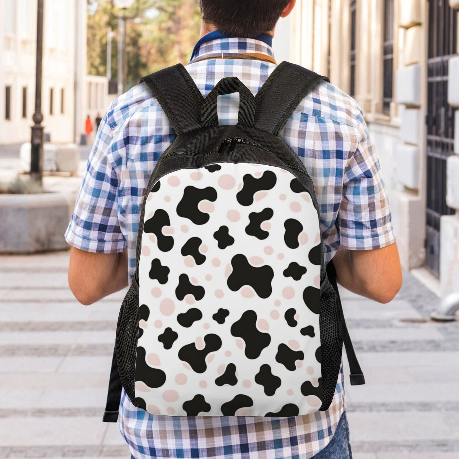 Single Side Full Backpack 16.1×11.8×4.5in Large Capacity Breathable Shoulder Belt Leisure Simple And Strong Bearing Capacity Simple Cow-Print Pattern1_1