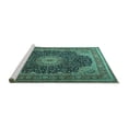 thumbnail image 2 of Ahgly Company Machine Washable Indoor Rectangle Medallion Turquoise Blue Traditional Area Rugs, 6' x 9', 2 of 4