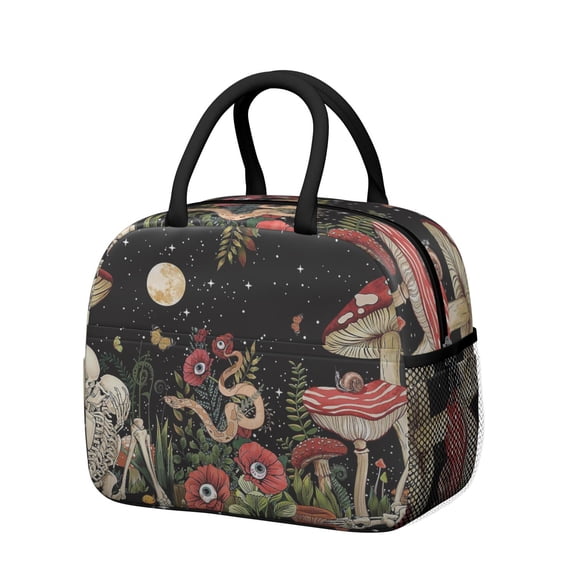 Lunch Bag Lunch Box for Women Reusable Insulated Lunch Cooler Bags,Large Capacity for Work Travel Picnic,Water-Resistant Halloween Lunch Tote Bag Gifts for Woman Mom Black