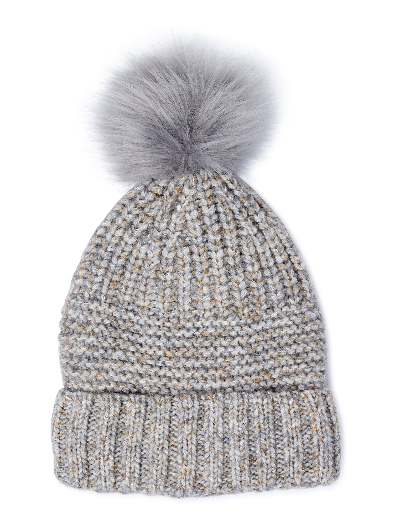 Time and Tru Women's Knit Hat with Pom Pom