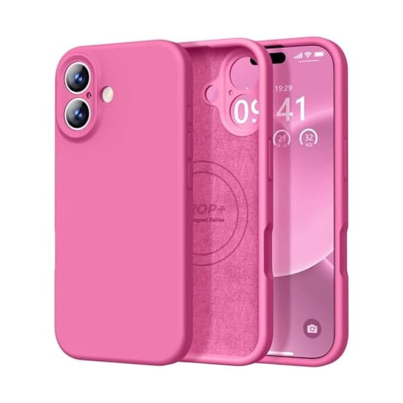 ZHU997 Magnetic Compatible with iPhone 17 Case (Compatible with Magsafe) (Upgraded Camera Protection) Liquid Silicone Shockproof Full Body Protective Phone Cover for Women Men, Pitaya, 6.3"