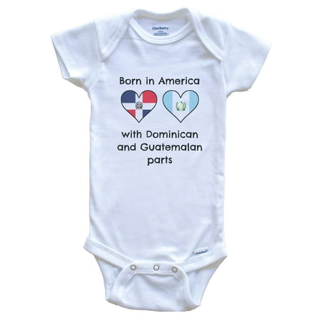 

Born in America with Dominican and Guatemalan Parts Funny Dominican Republic Guatemala Flags Baby Bodysuit 0-3 months white