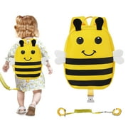 Zooawa Toddler Harness Backpack with Leash, 2 in 1 Cute Bee Kid Backpack with Anti Lost Wrist Link kid School Supplies, Toddler Backpack Harness with Safety Leash for 1-4 Years Old Baby Boys Girls