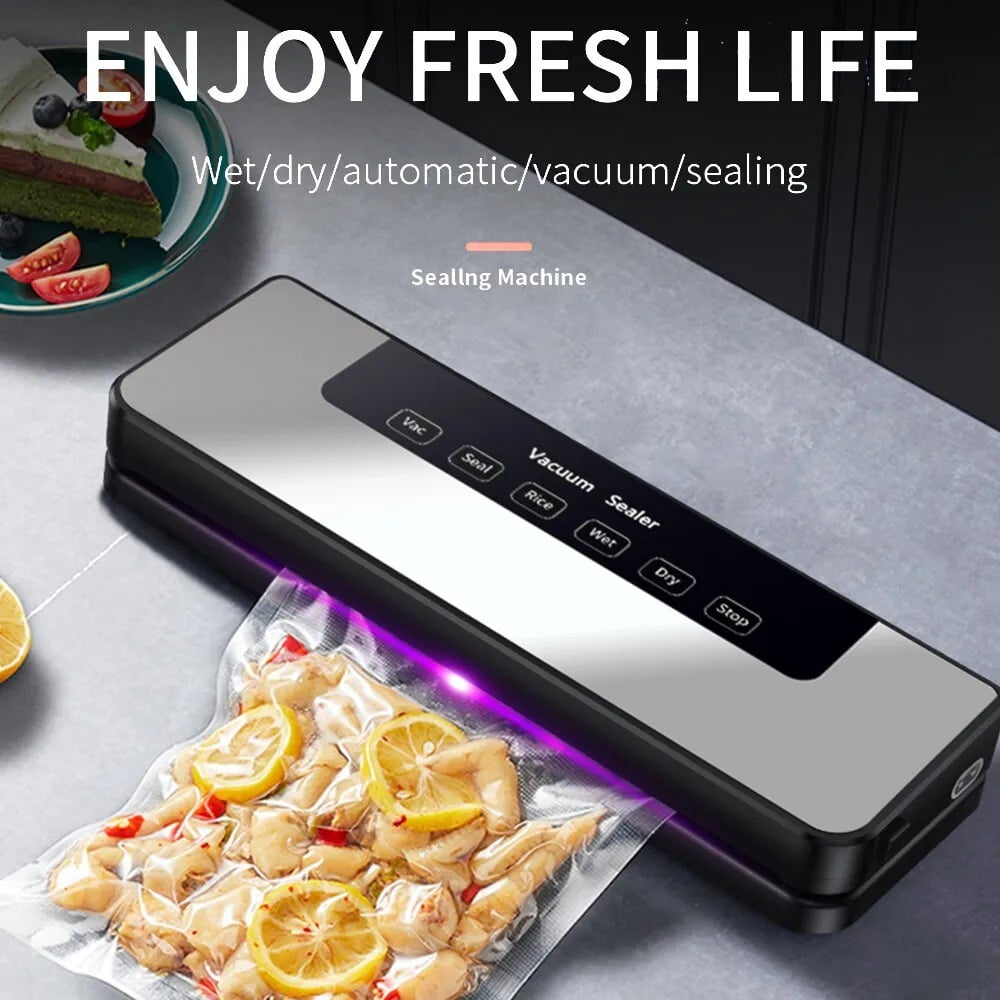 Commercial Vacuum Sealer Machine with 65 KPA Strong Suction, 6-in-1 Food Saver System for Dry & Moist Foods, Ideal for Home & Business Use, Includes 30 Free Bags