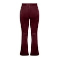 thumbnail image 6 of Lenpel Women's Velvet Flare Leggings High Waisted Drawstring Bell Bottom Wide Leg Yoga Pants Dressy Casual Velour Pants(Red,X-Large), 6 of 6