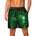 thumbnail image 1 of Pantalones cortos de lentejuelas Argyle Inspire Chic para hombres, cortos metálicos elásticos de cintura disco brillantes y calientes con bolsillo 36 verde, 1 of 5