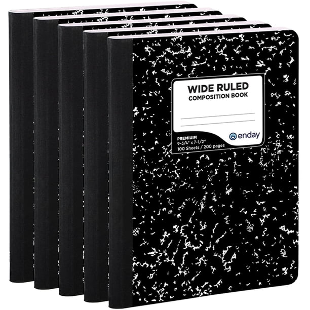 Cuaderno de composición Enday con rayas anchas, 100 hojas (paquete de 5)