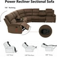 thumbnail image 3 of Manual Recliner Sectional Sofa Set, Fabric L-Shaped Living Room Furniture Sets, Reclining Sectional Corner Couch and 2 Reclining Chairs Set for Home Office (Brown, Sectional + 2 Chairs), 3 of 5