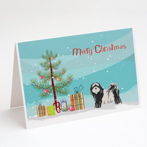 Caroline's Treasures Tibetan Terrier Christmas Greeting Cards with Envelopes, 5" x 7" (8 Count)