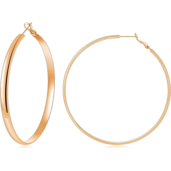 Gold Hoop Earrings For Women, 14K Real Gold Plated With 925 Sterling Silver Post, Hypoallergenic Lightweight Thick Gold Hoops Earrings For Women Trendy[Z5318]