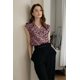 thumbnail image 3 of Camiseta sin mangas EVALESS para mujer, cuello en V, plisada, casual, leopardo L, 3 of 5