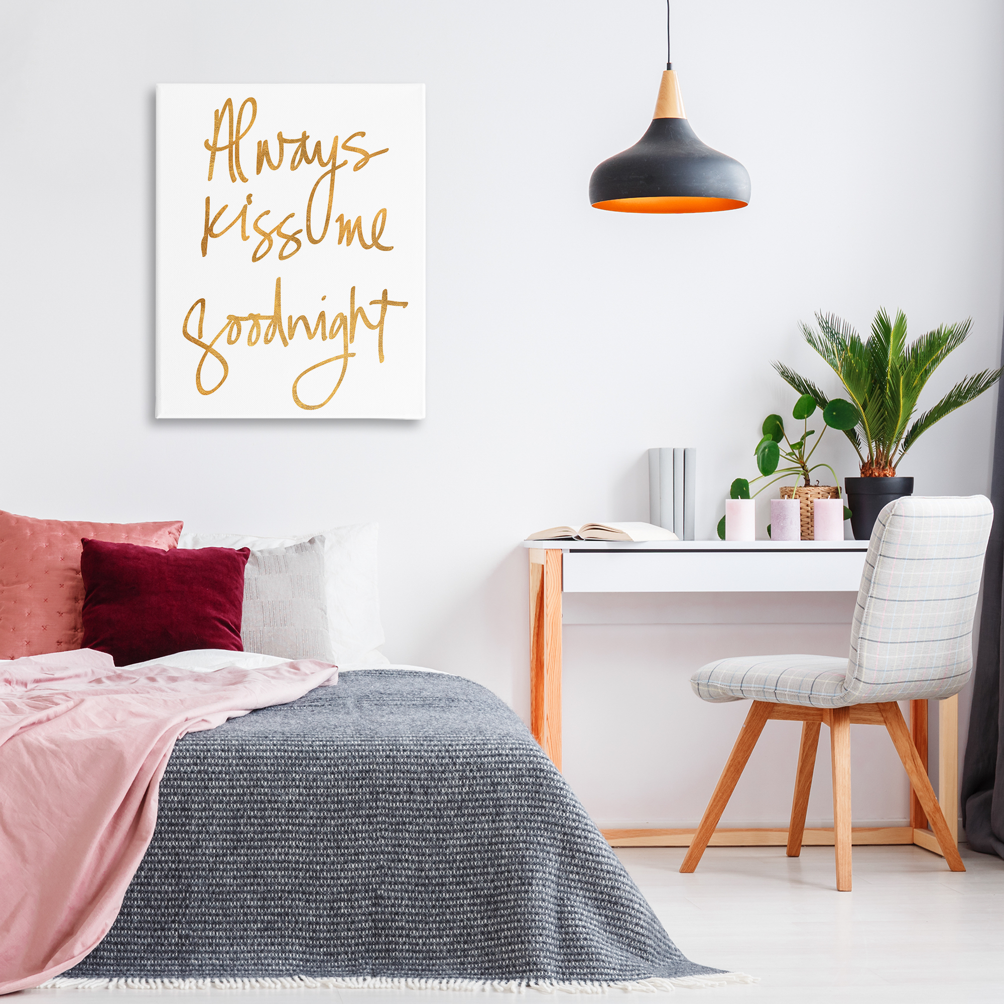 Stupell Industries Kiss Me Goodnight Typography Painting Gallery Wrapped Canvas Art Print Wall Art, 30 x 40