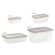 IRIS 28 Qt. Underbed Plastic Storage Bins with Lids, Stackable Storage Containers, Totes, 6 Pack