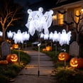 thumbnail image 4 of AZXY Solar White Ghost Stake Lights Halloween Decorations, Halloween Yard Decor Halloween Outdoor Decor, Halloween Decor for Lawn Path Front Porch Party, Light Up Solar Yard Spooky Ornament Supplies, 4 of 6