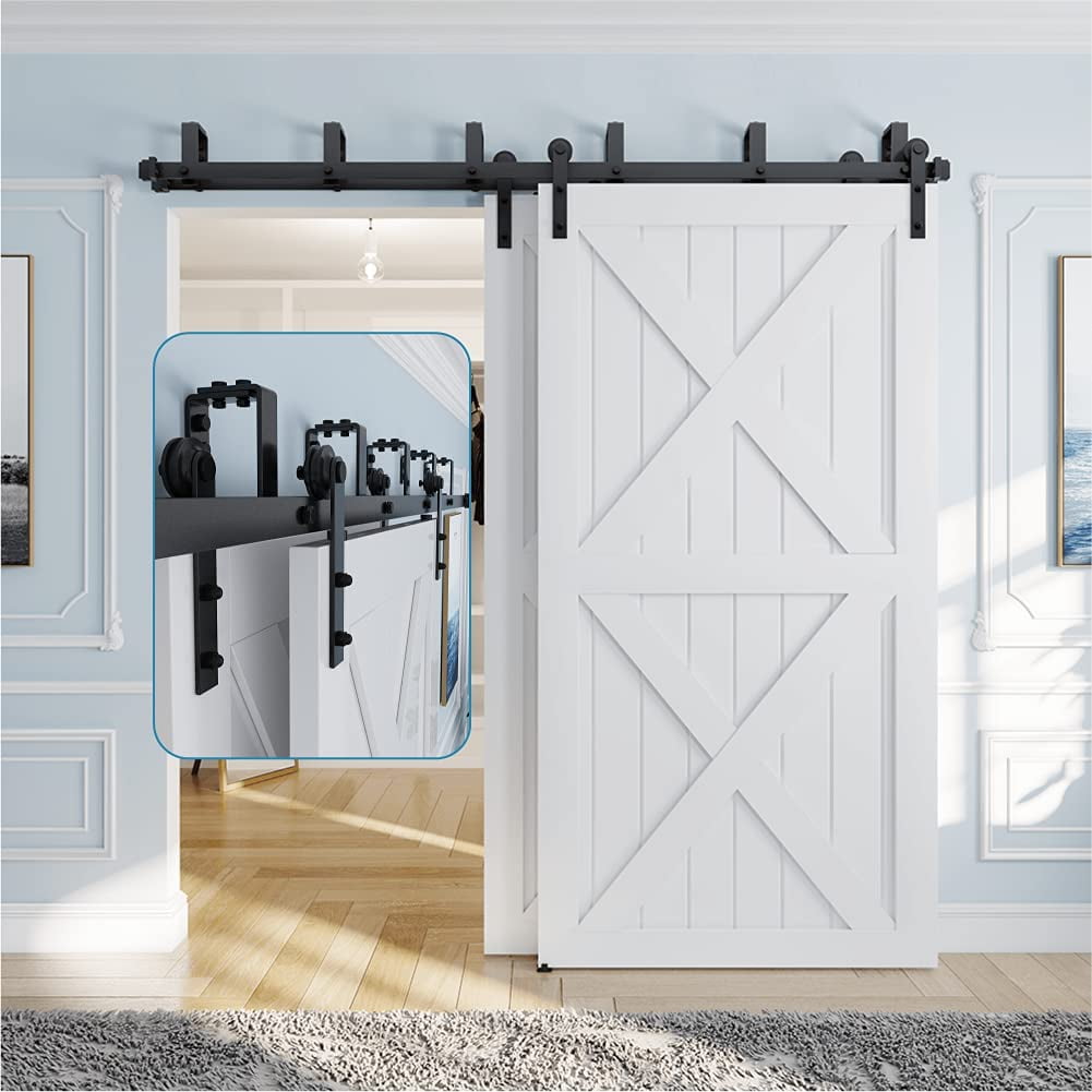 ZEKOO 6FT Bypass Sliding Barn Door Hardware I Shape Antique Style ...