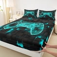 thumbnail image 3 of jejeloiu Gamepad Twin 3-Piece Sheet Set,Cyan Black Console Gamer, 3 of 7