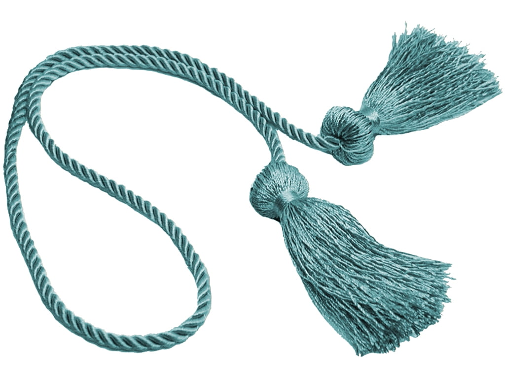 Exquisite Light Aqua Blue Double-Tassel Chair Tie / 3 1/2 inch Tassel / 13 inch Spread (embrace) / 1/4 inch Cord / Style# CCT / Color: Ocean Blue - M17