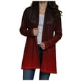 thumbnail image 4 of BOBOGOJP Women 2025 Fall Outfits Open Front Long Sleeve Knit Cardigan Sweaters Color Block Outwear Coats Brick Red for Size S, 4 of 6