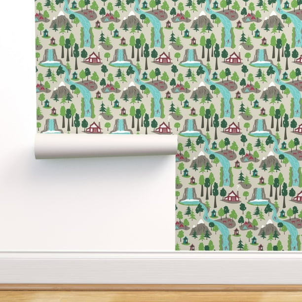 Peel & Stick Wallpaper Swatch Park Summer Woods Mountain Camping