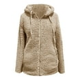 thumbnail image 4 of Lixiuxyad Casual Loose Womens Fleece Jackets Solid Zip Up Coats Long Sleeve Fuzzy Hooded Jacket Outerwear With Pockets Yellow, 4 of 4