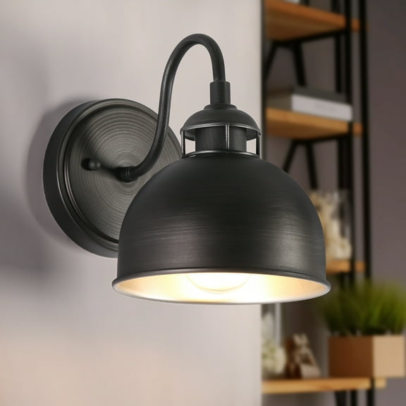 LNC Donnish 6.6-in W 1-Light Brushed Black Industrial LED Wall Sconce