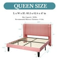 thumbnail image 3 of Einfach Upholstered Bed Frame with Wingback Headboard, Vertical Tufted, Velvet Finish, Queen, Pink, 3 of 8
