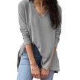thumbnail image 1 of Sexy Dance Fashion V Cuello liso Waffle Pullover Tops Blusa para mujer Casual Camisa suelta de manga larga Tops Sexy Dance Casual suelto, 1 of 2