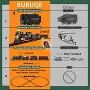 BUBUQE Train Set for Kids Remote Control Electric Toys Steam Locomotive,Passenger Carriage & Luxury Tracks