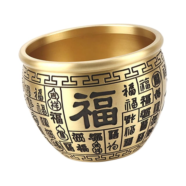 GROWTH TANK Bol en Laiton Bol de Fu Chinois Sculpture Cylindrique Statue Bol de Rangement Trésor 9,5cmx7cm