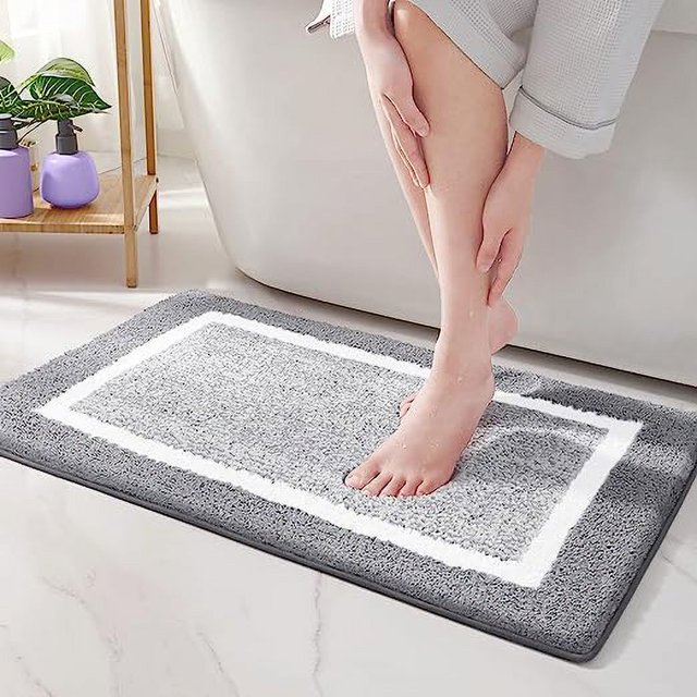 Alfombra de baño antideslizante de 40x60 cm (gris), alfombra de ducha absorbente lavable a máquina, suave para baño, cocina
