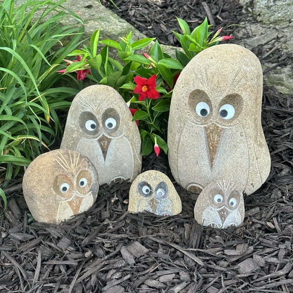 Stone Age Creations Family of Boulder Angry Birds 5 Pcs 4"X2 6" 8" 12"