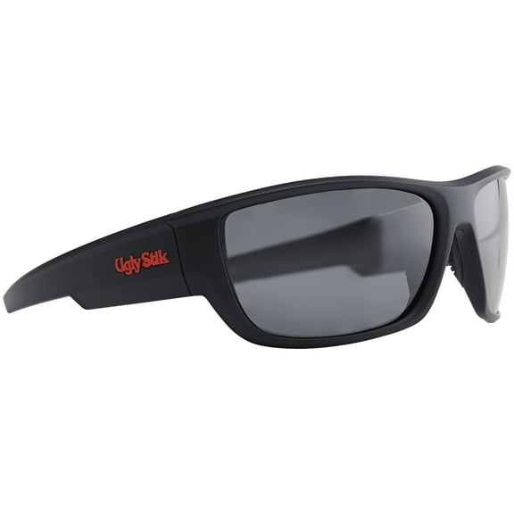 Ugly Stik Patriot Fishing Sunglasses, Matte Black Frame, Smoke & Silver Mirror Lens, Adult