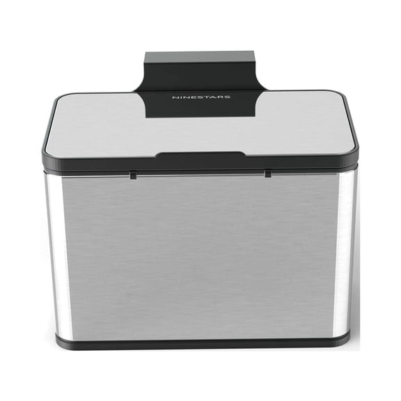 Nine Stars 0.8 Gallon Solid Print Fingerprint Resistant Kitchen Stainless Steel Garbage Cans with Adhesive Mounting Bracket, Silver