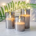 thumbnail image 5 of Silver Grey Glass Flameless Flickering Candles with Remote Control, 3 Pack Realistic LED Fake Candles ∅ 3" H 4" 5" 6", 5 of 5