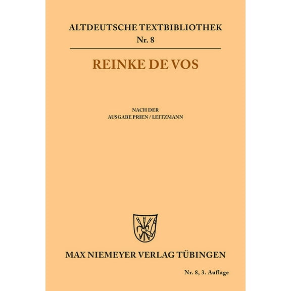 Altdeutsche Textbibliothek: Reinke de Vos (Paperback)