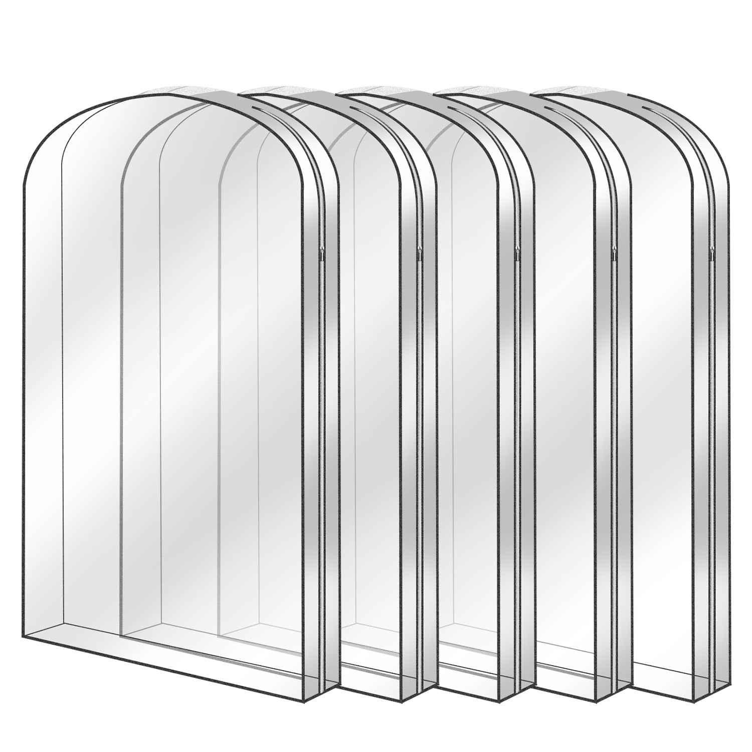 Clear Garment Bags for Hanging Clothes 5 Pack 60" Suit Bags for Closet Storage Plastic Dustproof Suit Cover Bags Clothes Protectors Bag with Zipper for Coats Jackets Shirts L Size