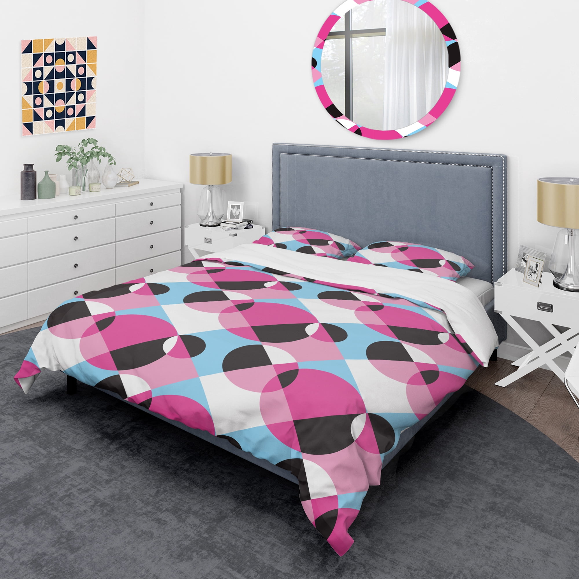 Designart 'Abstract Geometric Retro I' Mid-Century Modern Duvet Cover Set