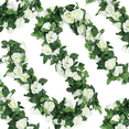 thumbnail image 1 of 4 Artificiales Peonía Follaje Guirnalda Flores Colgante 2.5m Xtellar Blanco, 1 of 3
