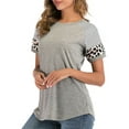 thumbnail image 2 of YouLoveIt Womens Athletic T-Shirts Comfort Soft Short Sleeve T-Shirt Crewneck Top Loose Fit T-Shirt Leopard Color Block Summer Casual T-Shirt, 2 of 6