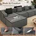 thumbnail image 3 of SUMMIT LIVING 134" Modular Sectional Sofa with Deep Seat, L-Shaped Comfy Corduroy Cloud Couch with Ottoman, No Assembly Required, Dark Gray, 3 of 5