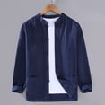 thumbnail image 2 of JTieacloth Beach Summer Shirt Men's Casual Style Long Sleeve Shirt With Frog Buttons Suitable For Zen Meditation Occasions Shirt Blue, 2 of 3