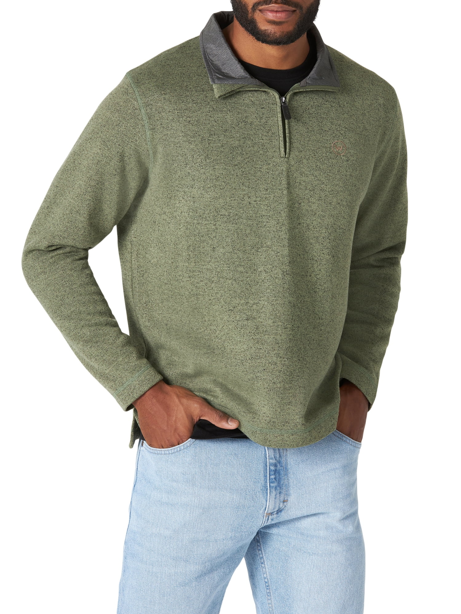 Wrangler Men's Wooly Fleece Relaxed Fit Quarter Zip 