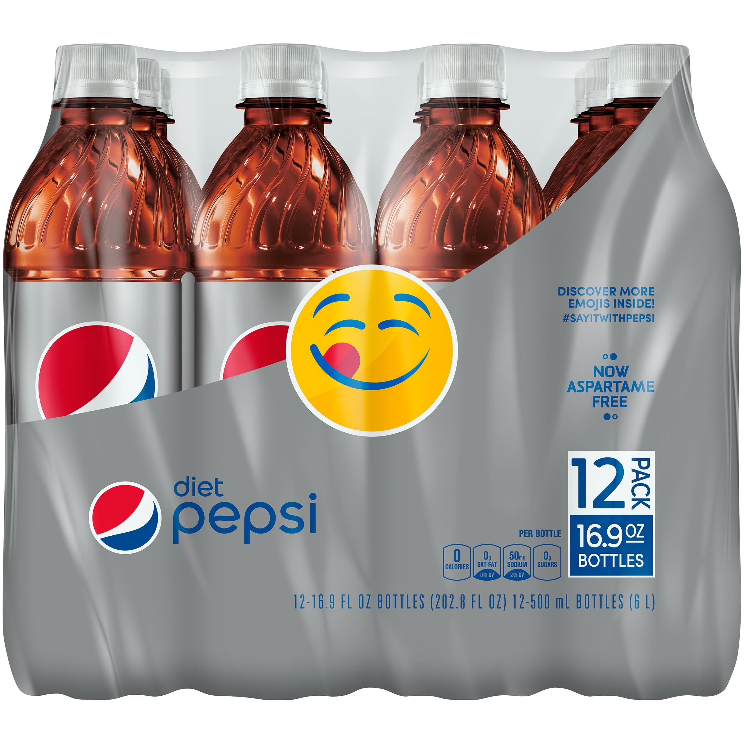 Diet Pepsi Soda Pop 16.9 fl oz, 12 Pack Plastic Bottles