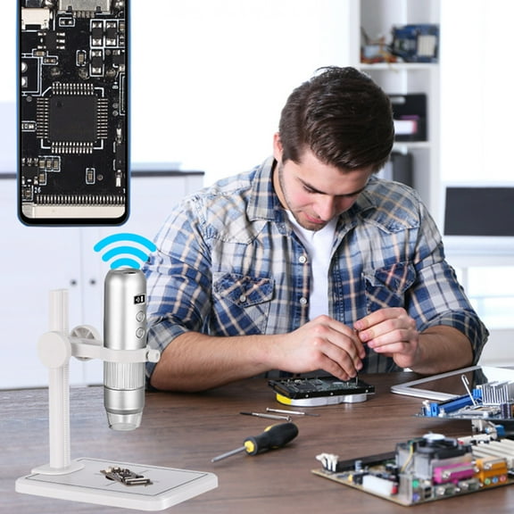 Digital Microscope - 50X-1000X Magnification, 1080P HD with WIFI for PC and Phone, 8 LED Lights, for Inspection & Hobby