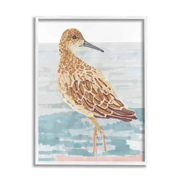 Stupell Industries Posing Herring Seagull Sea Shoreline Bird Painting,24 x 30, Design by Stellar Design Studio